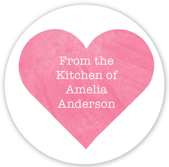 Pink Watercolor Heart Kitchen Round Stickers